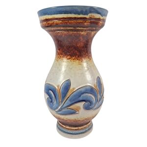 Vintage Inarco Italian Mid Century Modern Vase Drip Glaze Floral Design 14"